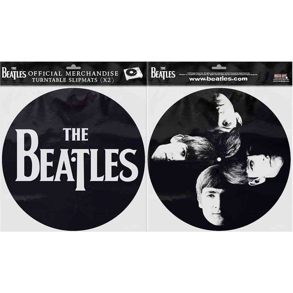 The Beatles - Drop T Logo & Faces Turntable Slipmat - Black